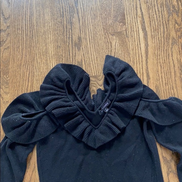 Intermix black size m cold shoulder ruffle sweater - Picture 1 of 2